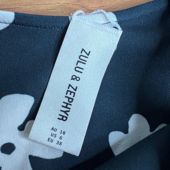 Free People x Zulu & Zephyr Black Bone String Brief Bikini Bottoms 6 Floral NWT - Picture 5 of 10